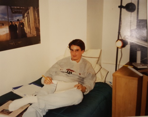 Jim Fleischer in his room, 2nd floor Warwick, lower Quadrangle, University of Pennsylvania, Fall 1989